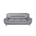 Grey Faux Leather Pillow Top Arm Sofa Z8185