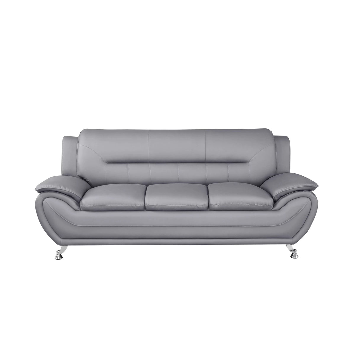 Grey Faux Leather Pillow Top Arm Sofa Z8185