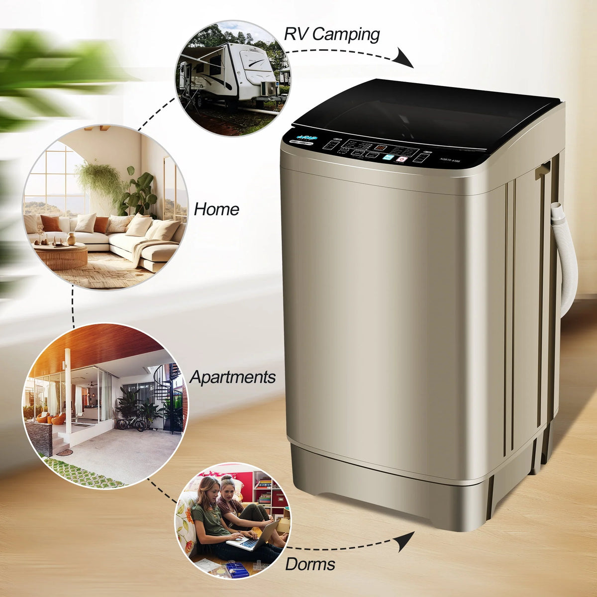 Portable 17.7 lbs Full Automatic Washing Machine R7077