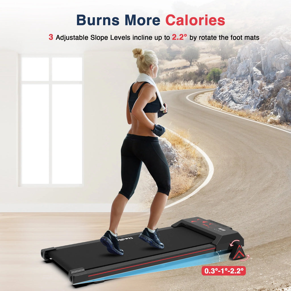 Black Incline Walking Pad Treadmill J701386
