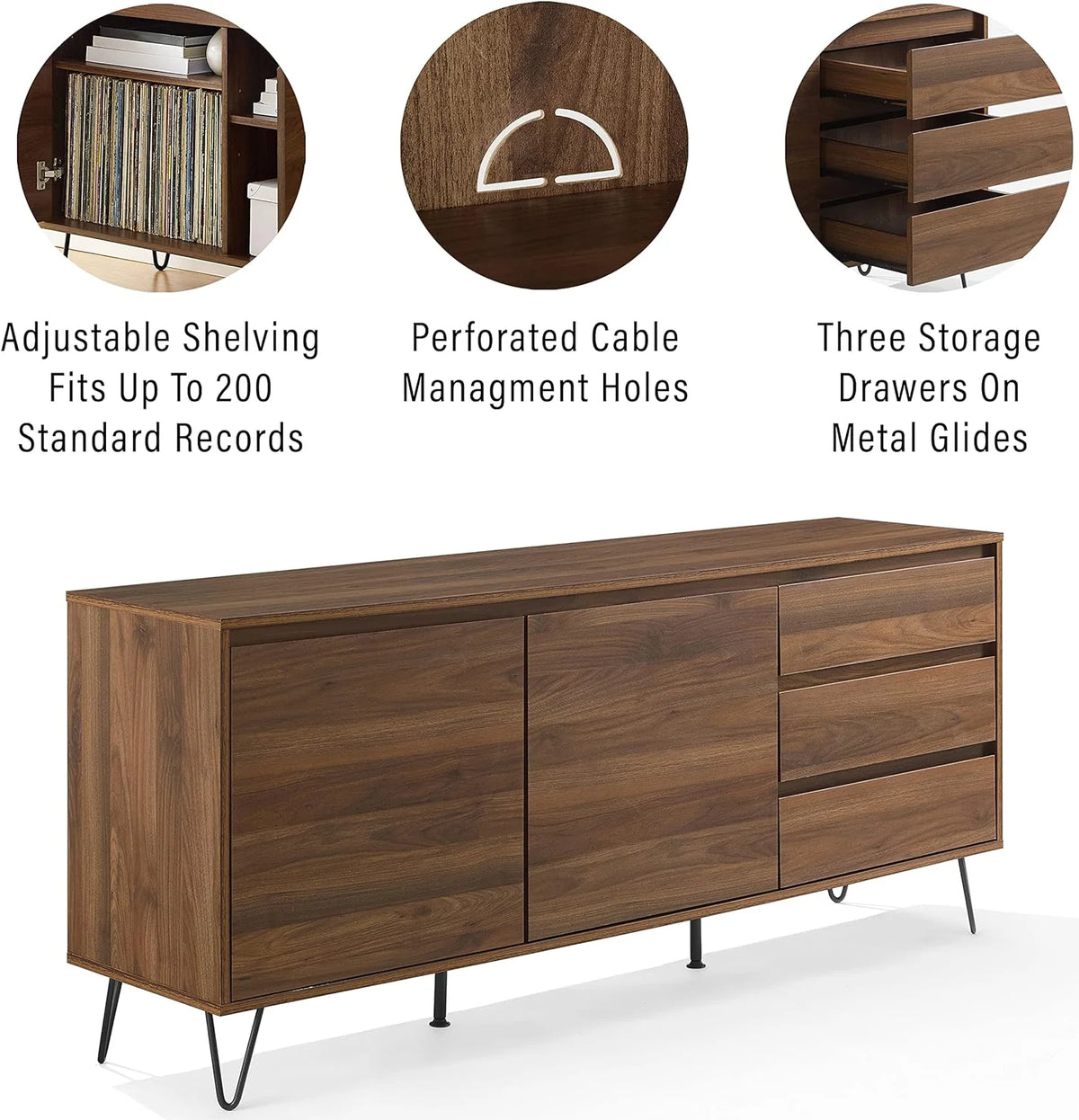 Brown Oak Record Storage Sideboard A55968