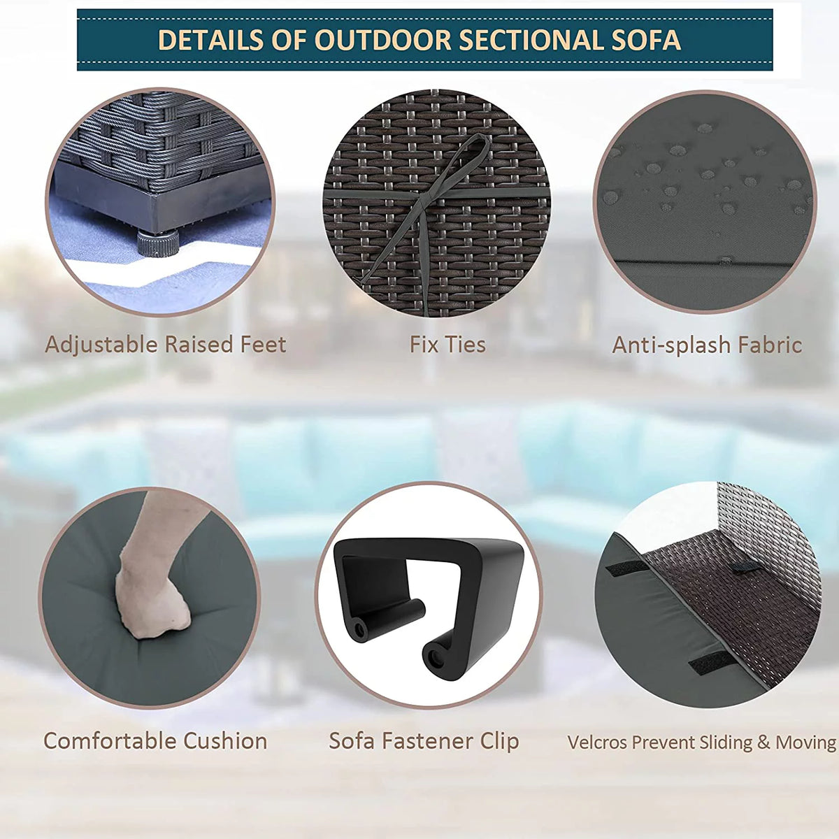 7 Piece All-Weather Wicker Outdoor Patio Furniture Set H545435
