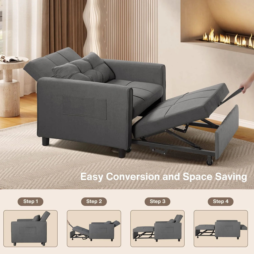 Gray Convertible Sofa Bed W31246