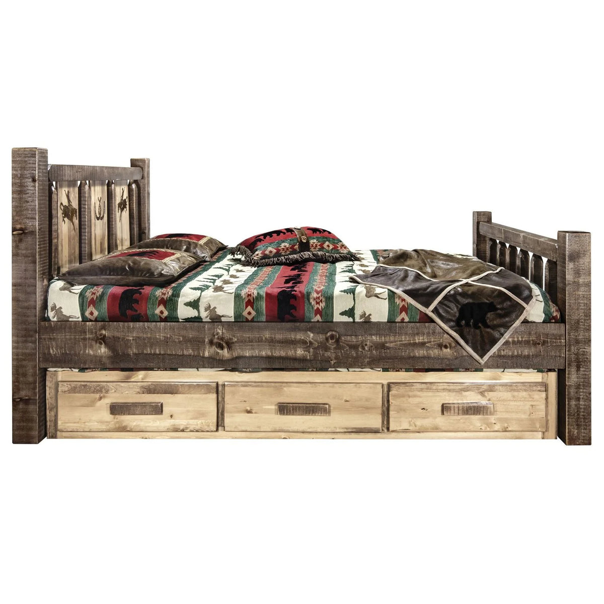 Brown Wood Twin Storage Bed M228811