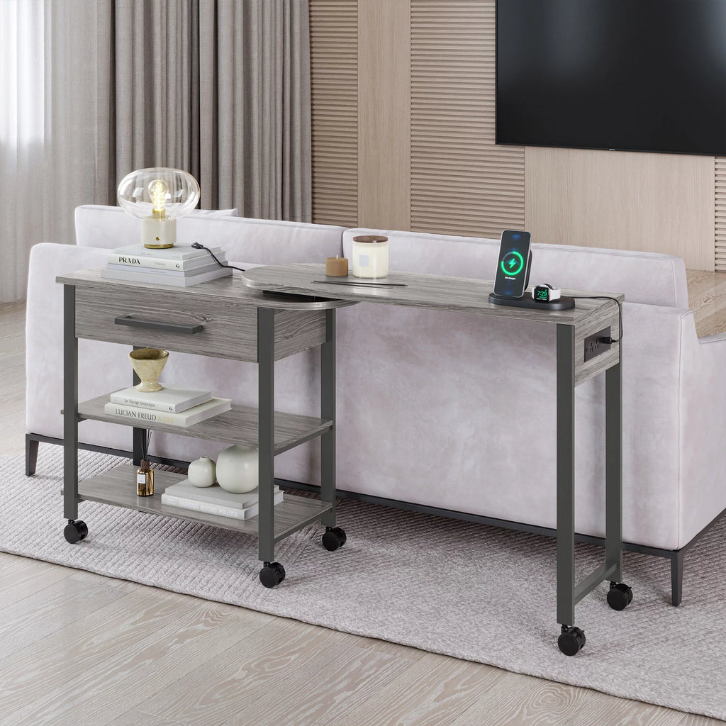 360° Rotating Desk with Charge Station and Storage Drawer C5578
