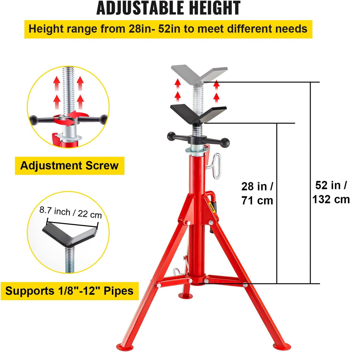 Adjustable Folding Steel Pipe Stands 28-52 Inch 2500 LB Pack of 2 I84309