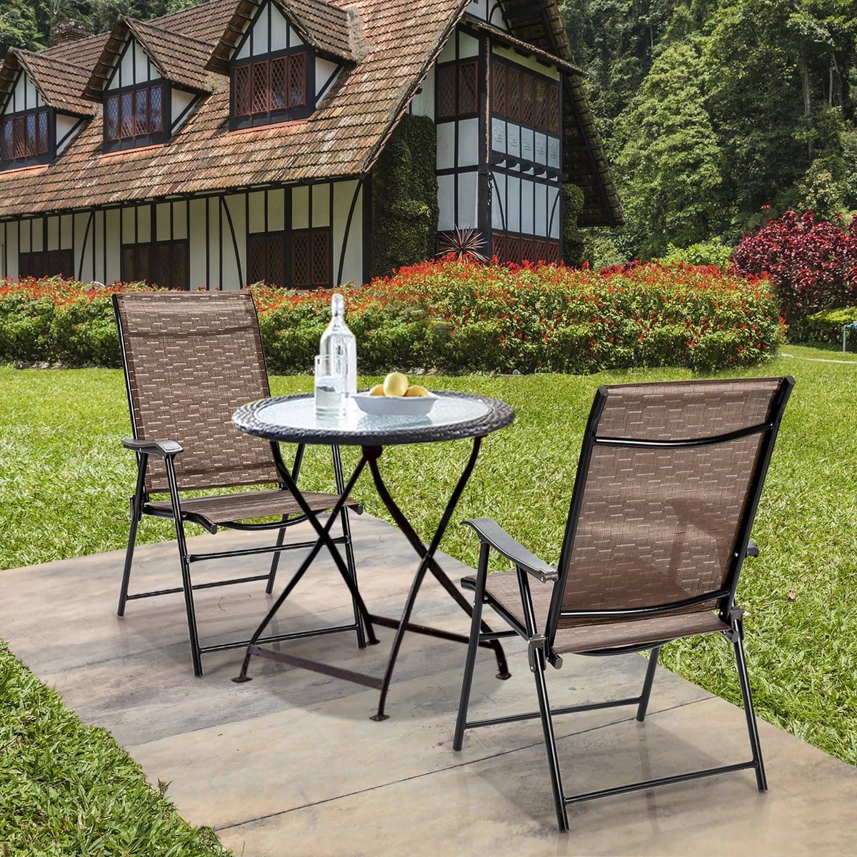 4 Piece Outdoor Patio Folding Chair with Armrest R4656