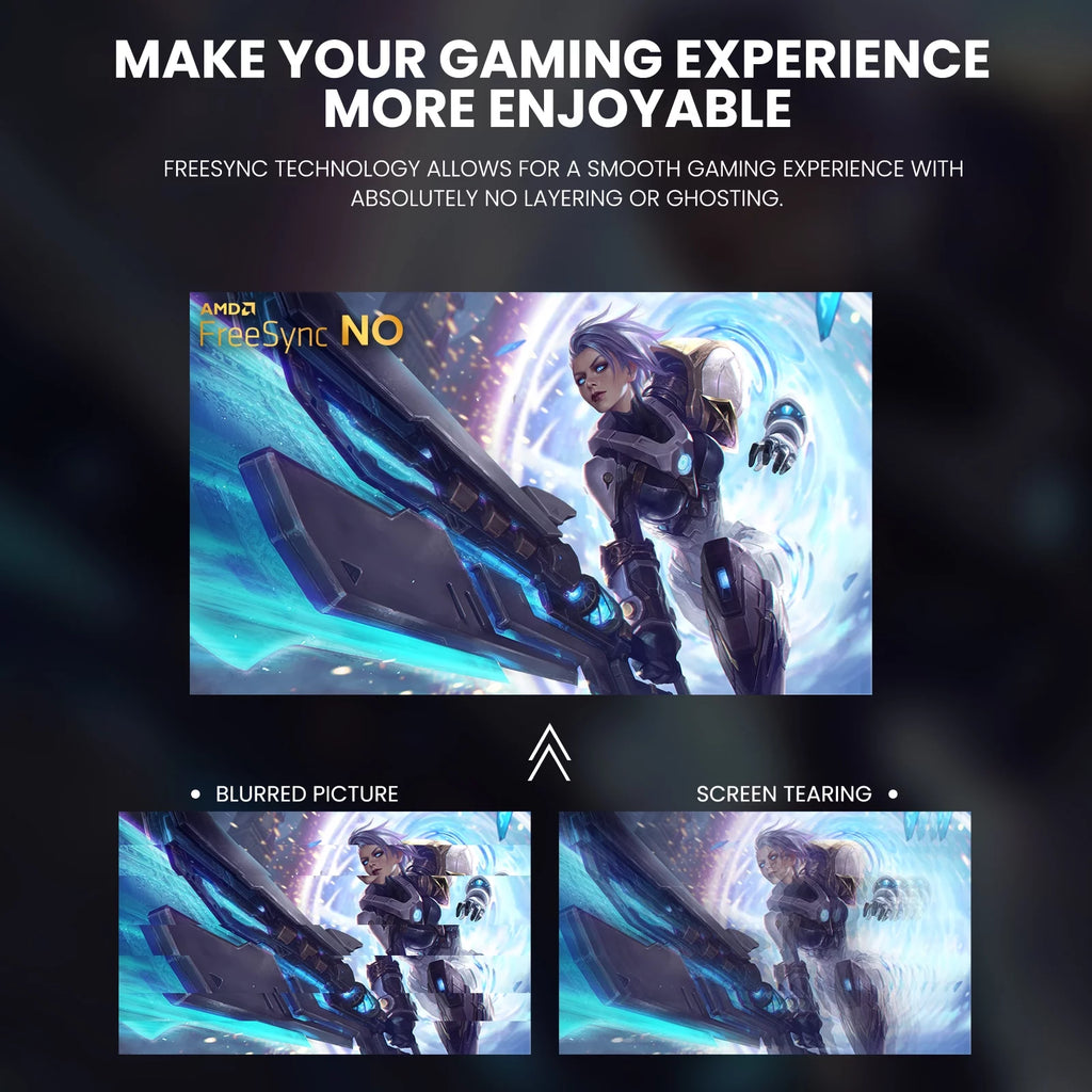 24 Curved Gaming Monitor FHD 1080P Frameless AMD FreeSync Black A9855