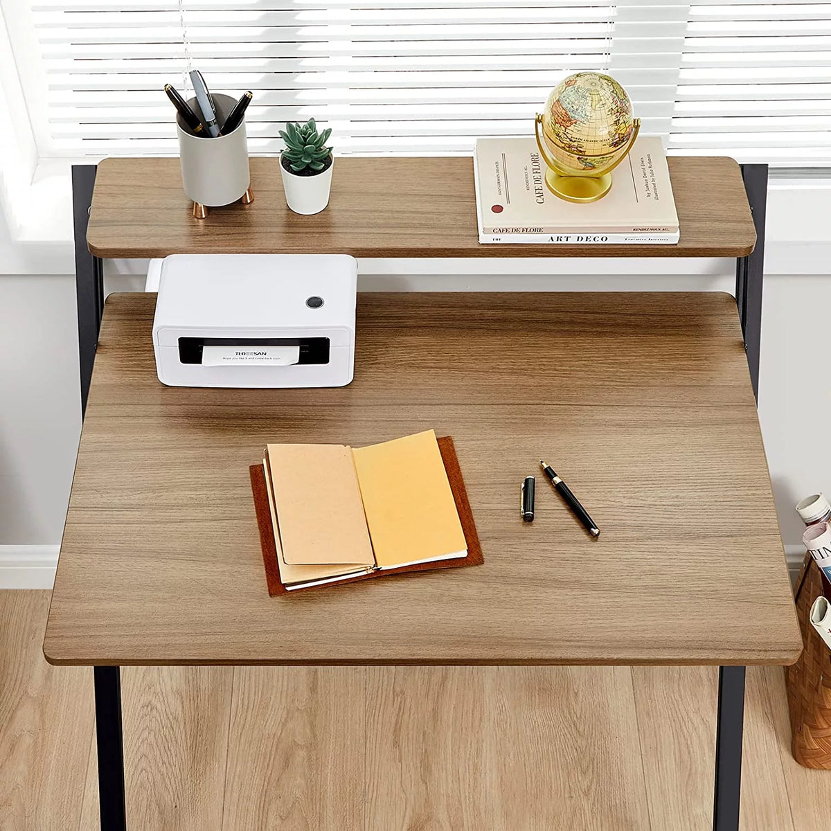 Folding Desk with 2-Tier Shelf 32 x 24.5 inch Y442