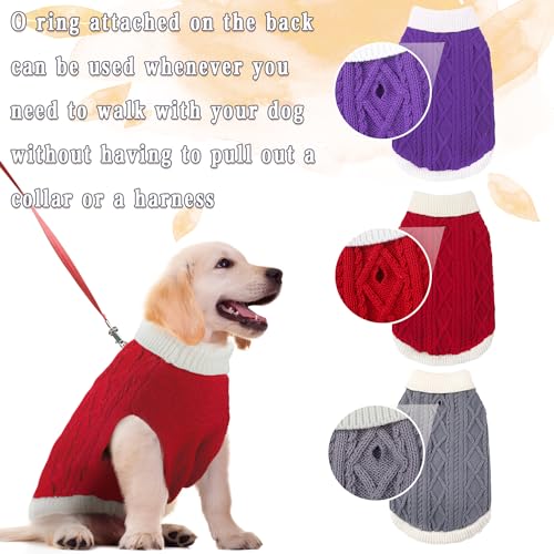 Small Dog Sweaters with Leash Hole Turtleneck Knitwear Red Medium V900935