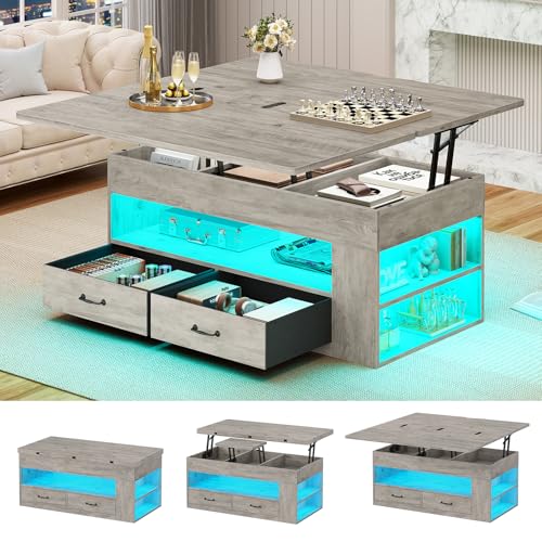 Lift Top Coffee Table with Storage and Drawers D465976