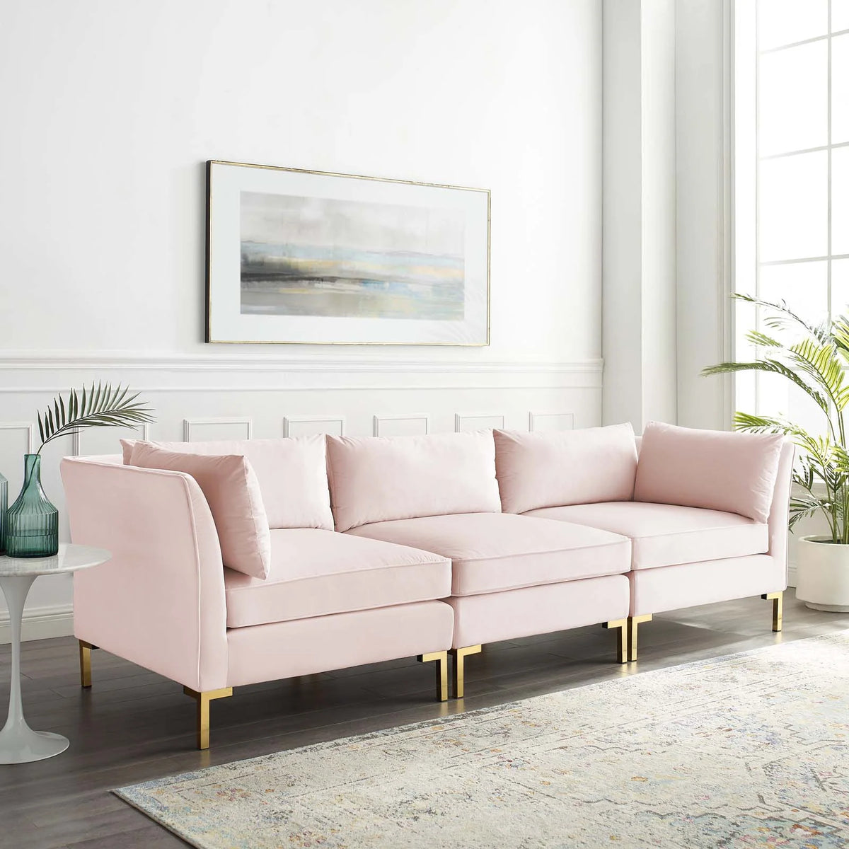 Pink Performance Velvet Sofa V7462