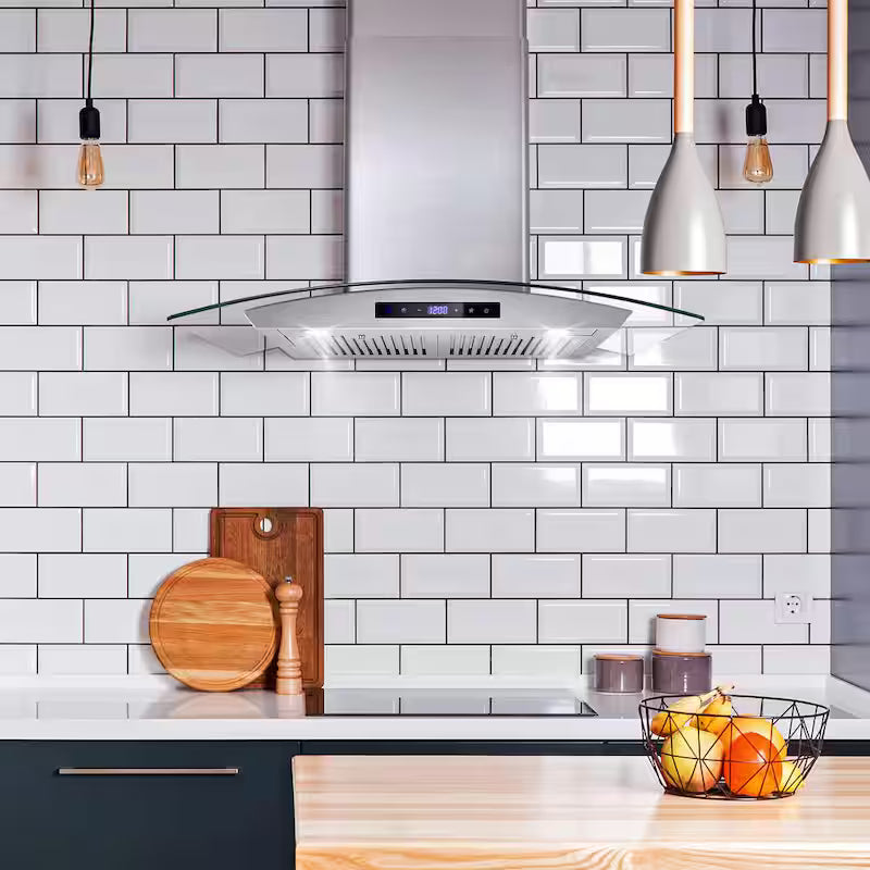30 in. Stainless Steel Ductless Wall Mount Range Hood with Carbon Filter Kit A136446