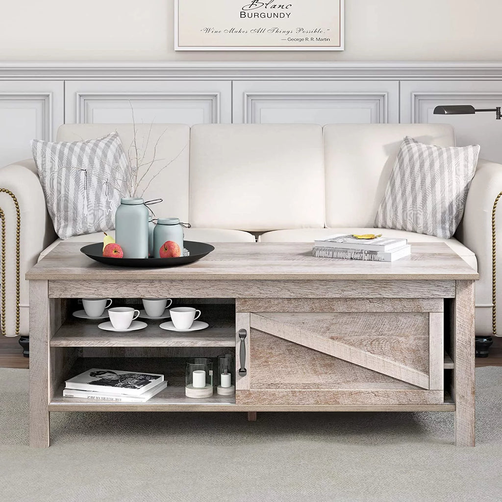 Gray Wood Coffee Table with Storage W608