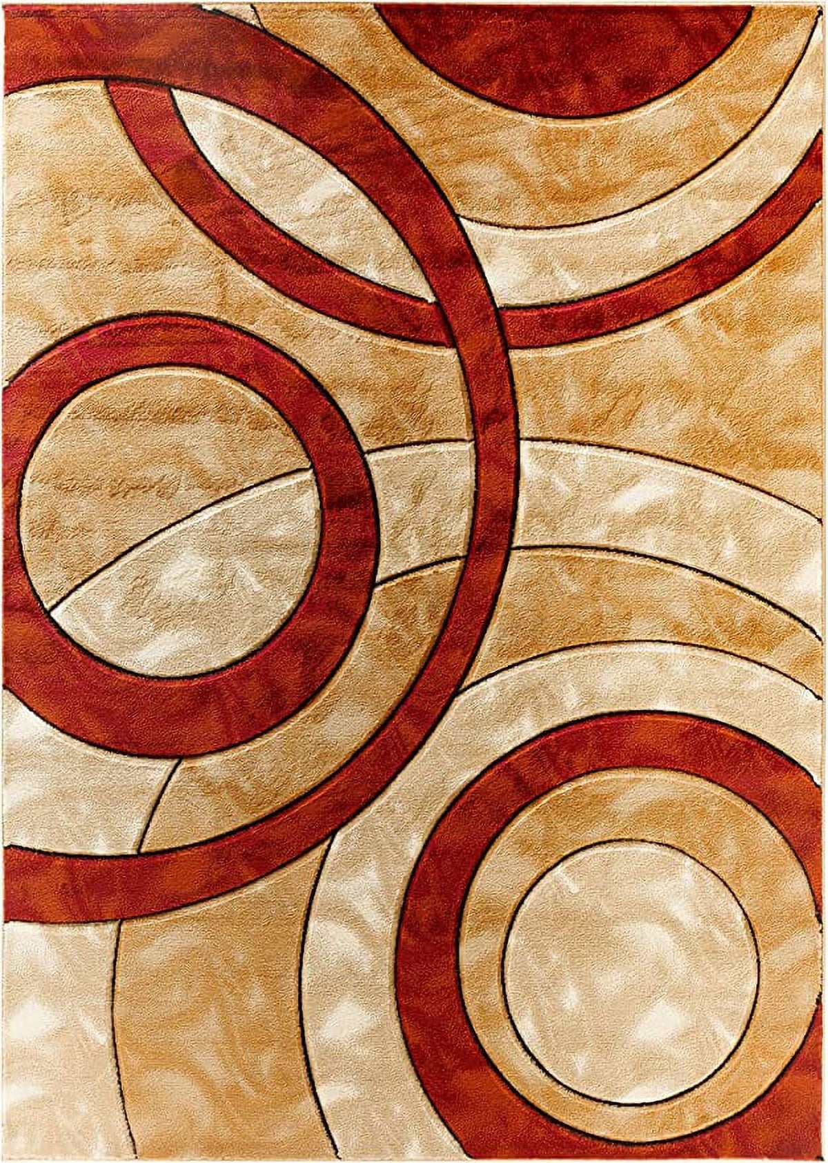 8x10 Dark Red Circles Area Rug I928