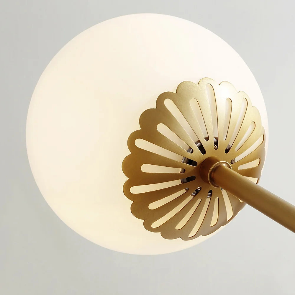 Modern Gold 3-Light Semi Flush Mount Light with White Round Glass Globe Shade Q514