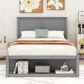 Full Size Wooden Platform Bed with Drawer and Shelf S9533