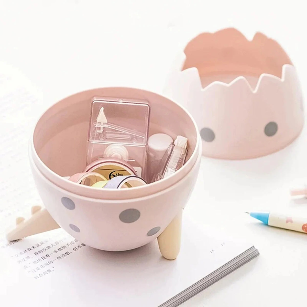 Kawaii Dinosaur Egg Pen Holder Large Capacity Desktop Stationery Storage Box G23028