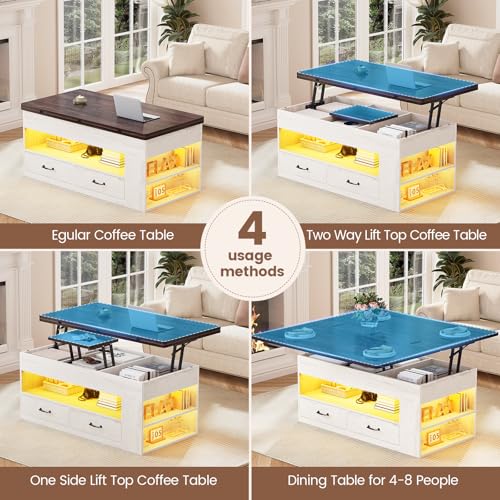 Lift Top Coffee Table with Storage and Drawers D465976