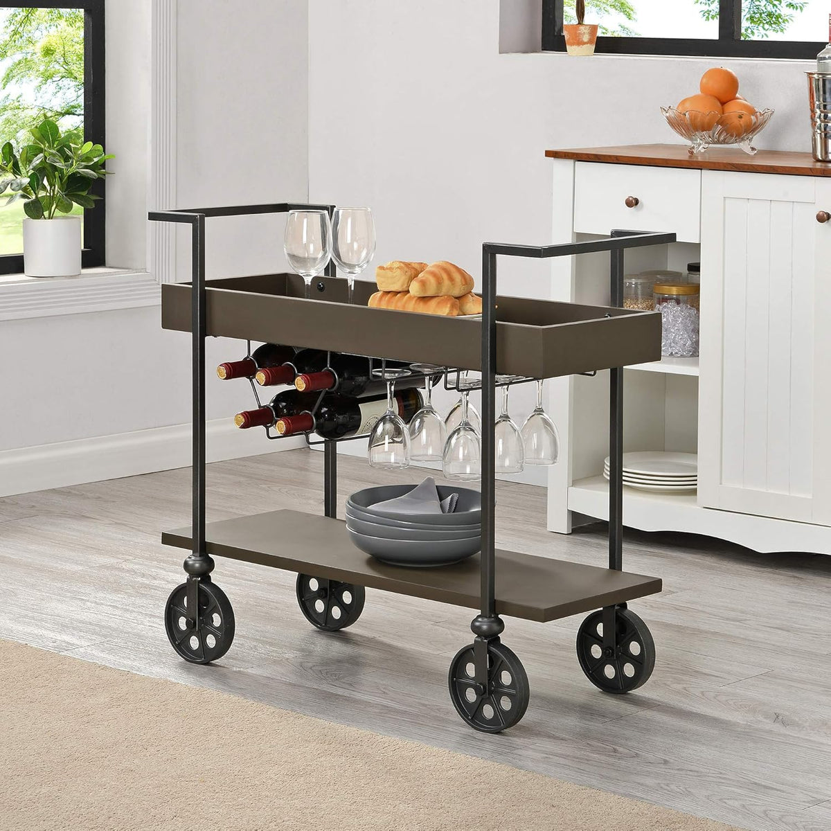 Aged Black Bar Cart J81136