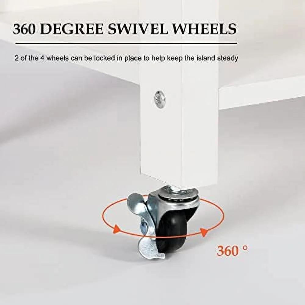 White Coffee Cart with Drawer and Cabinet F7905