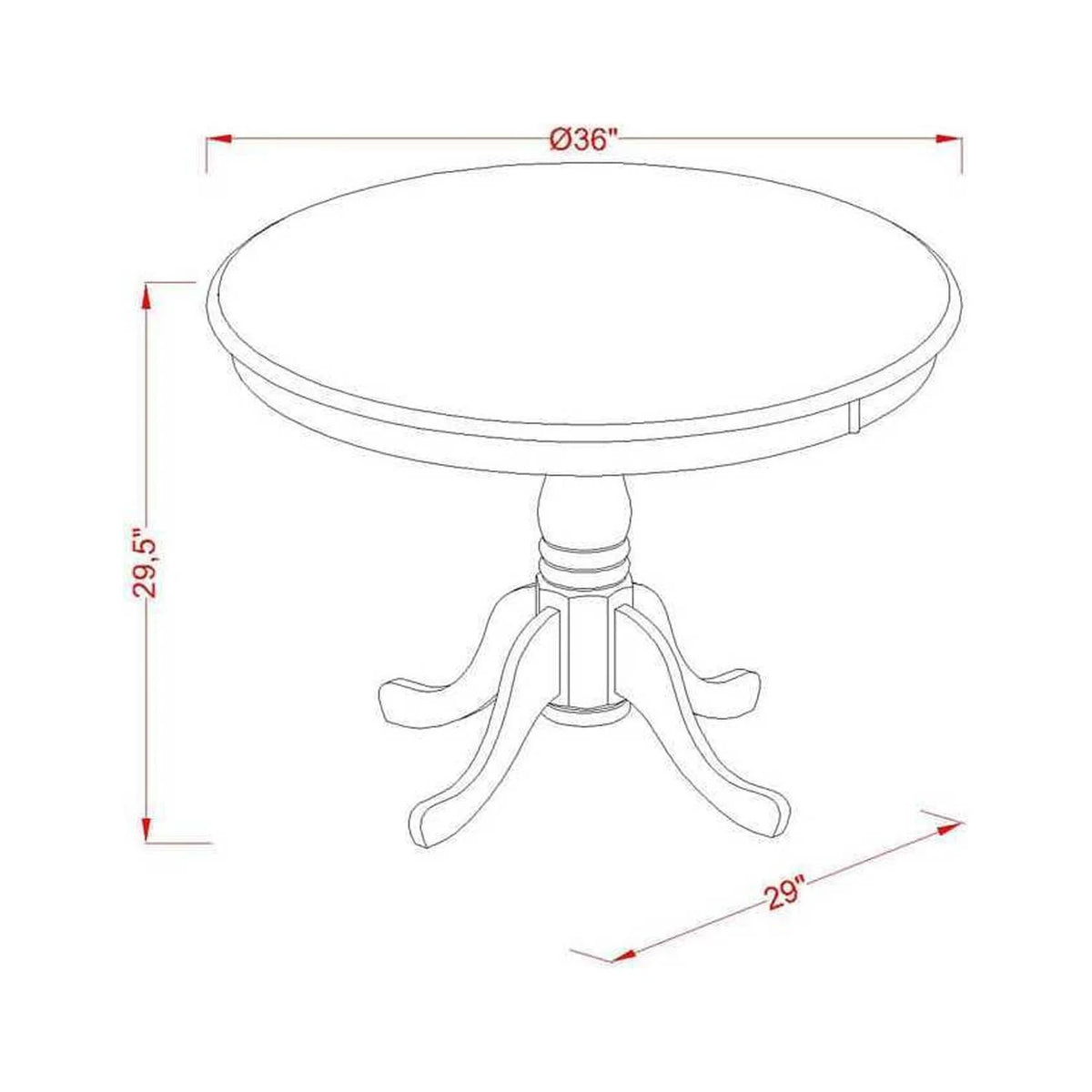 36" Round Dining Table Mahogany Top & Black Pedestal W282285