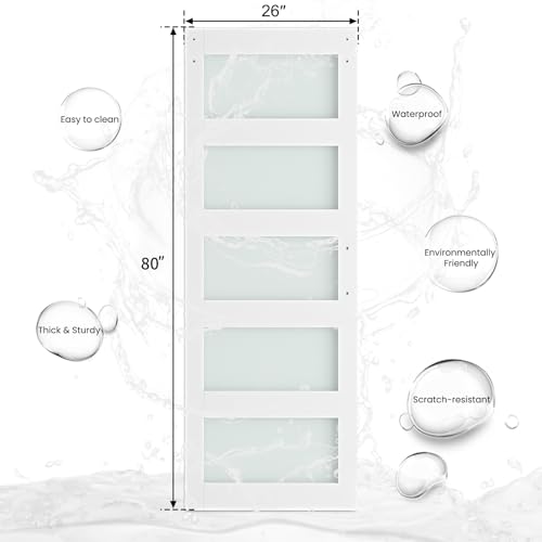 36 x 84 in Glass Barn Door with 6.6FT Sliding Hardware Kit I4496