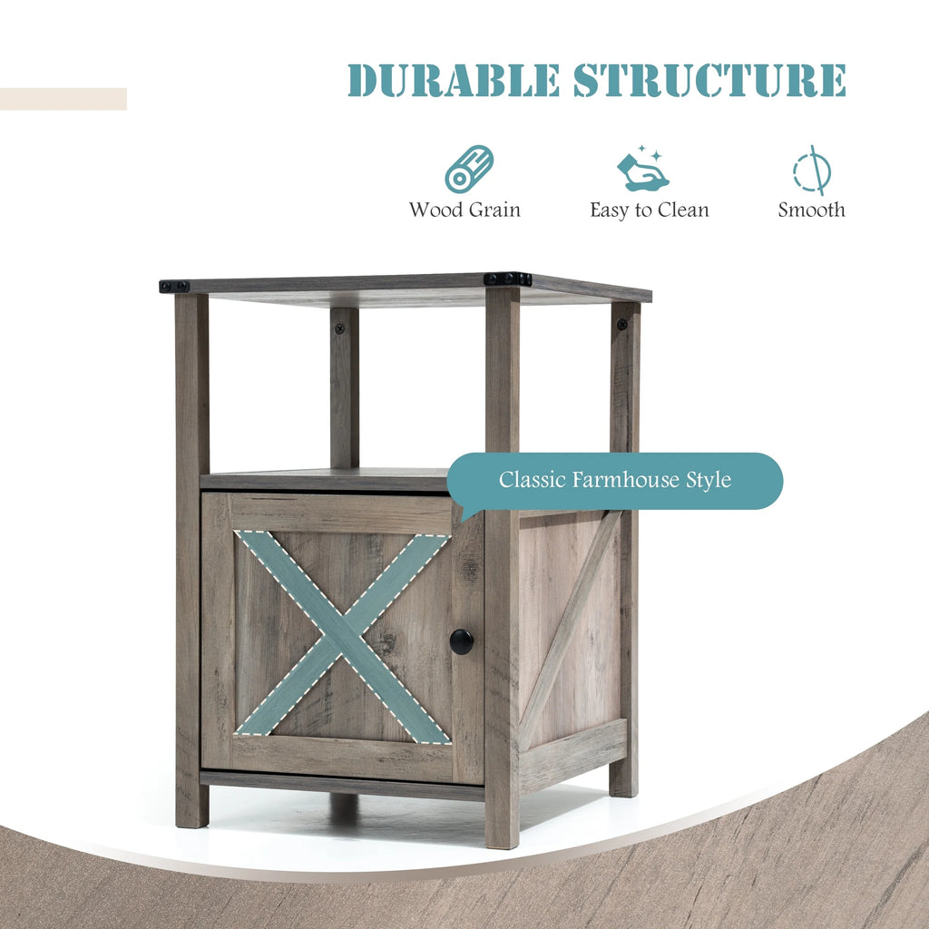 Chairside Table with Storage Cabinet Oak Finish G770387