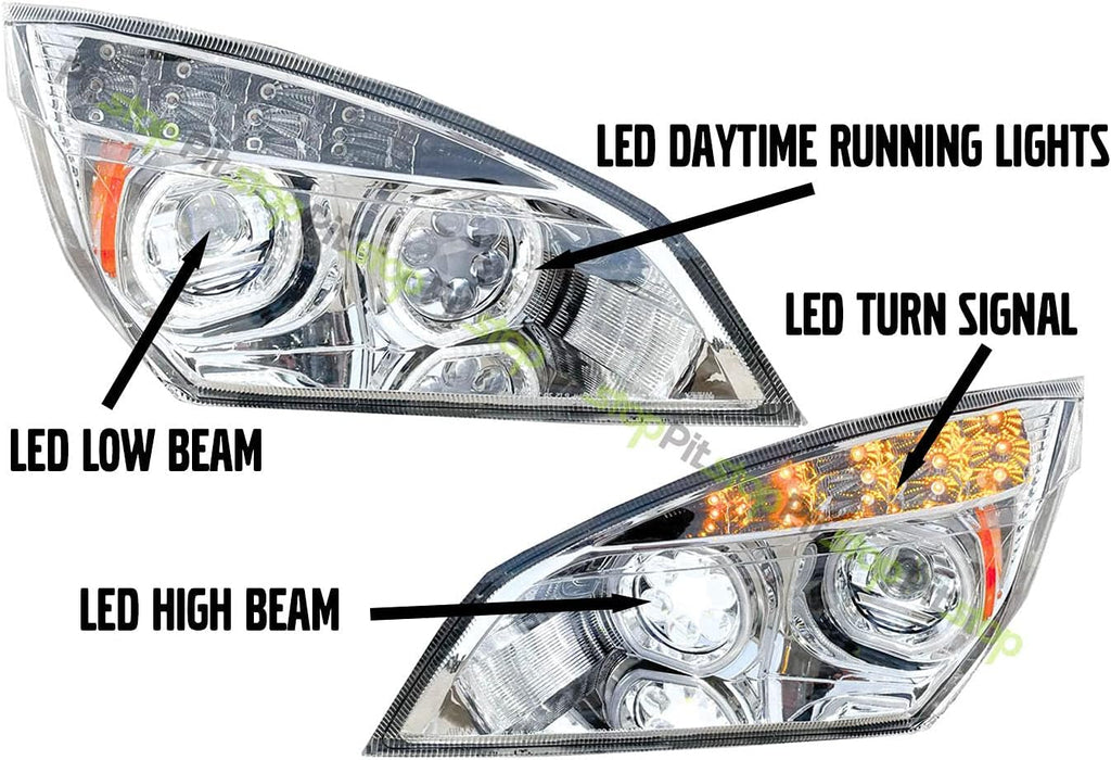 Full LED Headlight Set Left Right Pair F43065