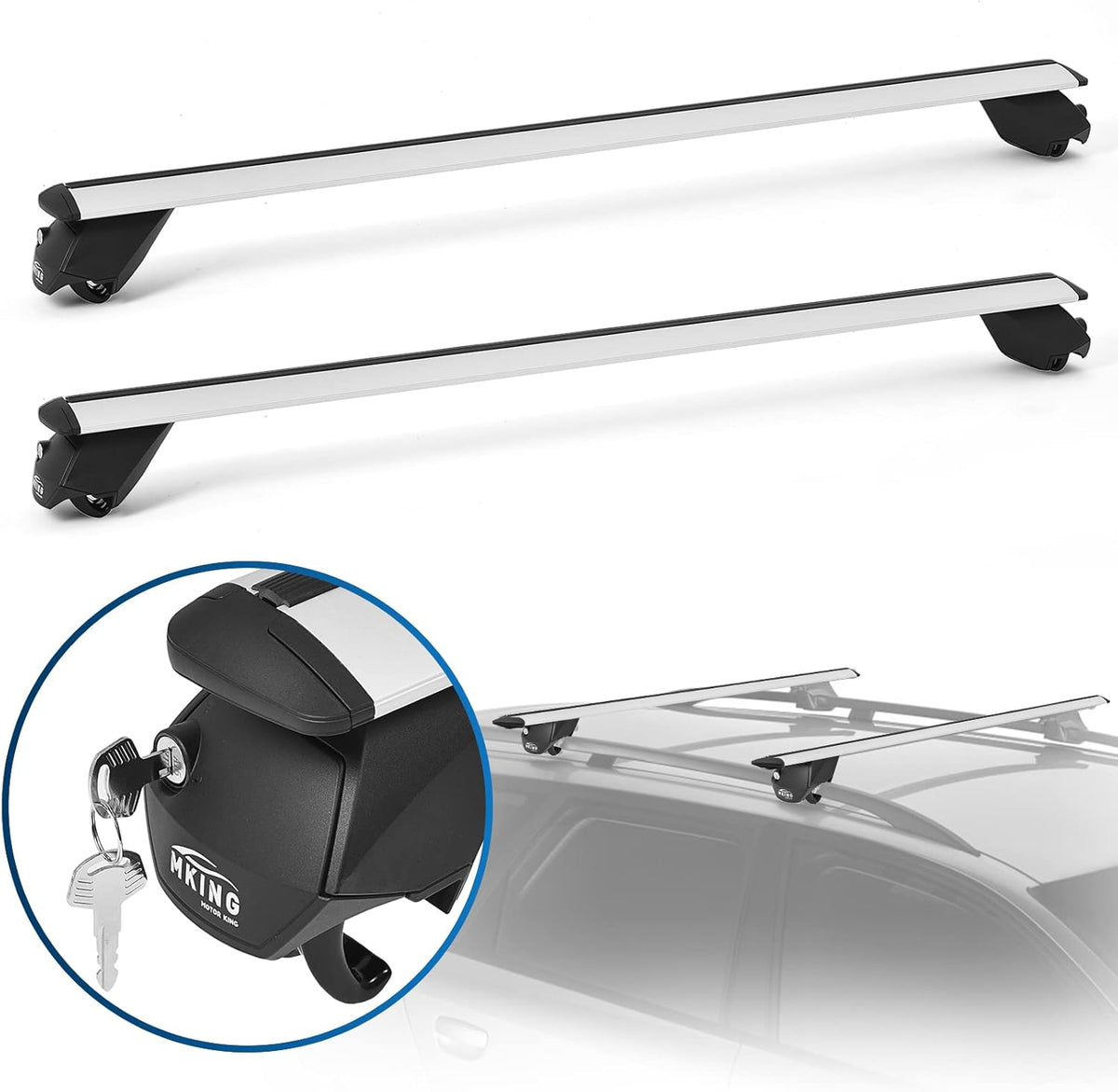 Universal Adjustable Aluminum Roof Rack Cross Bars with Anti-Theft Lock F76738