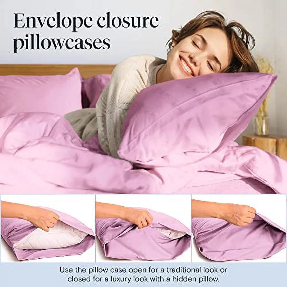 Light Plum Full Size 6 Pieces Cooling Microfiber Sheet Set W6263