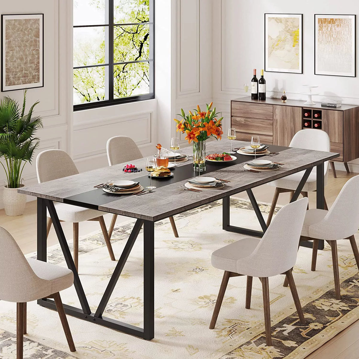 70.8 inch Gray Wood Dining Table X420429