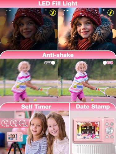 Pink 44MP 1080P Compact Digital Camera E483