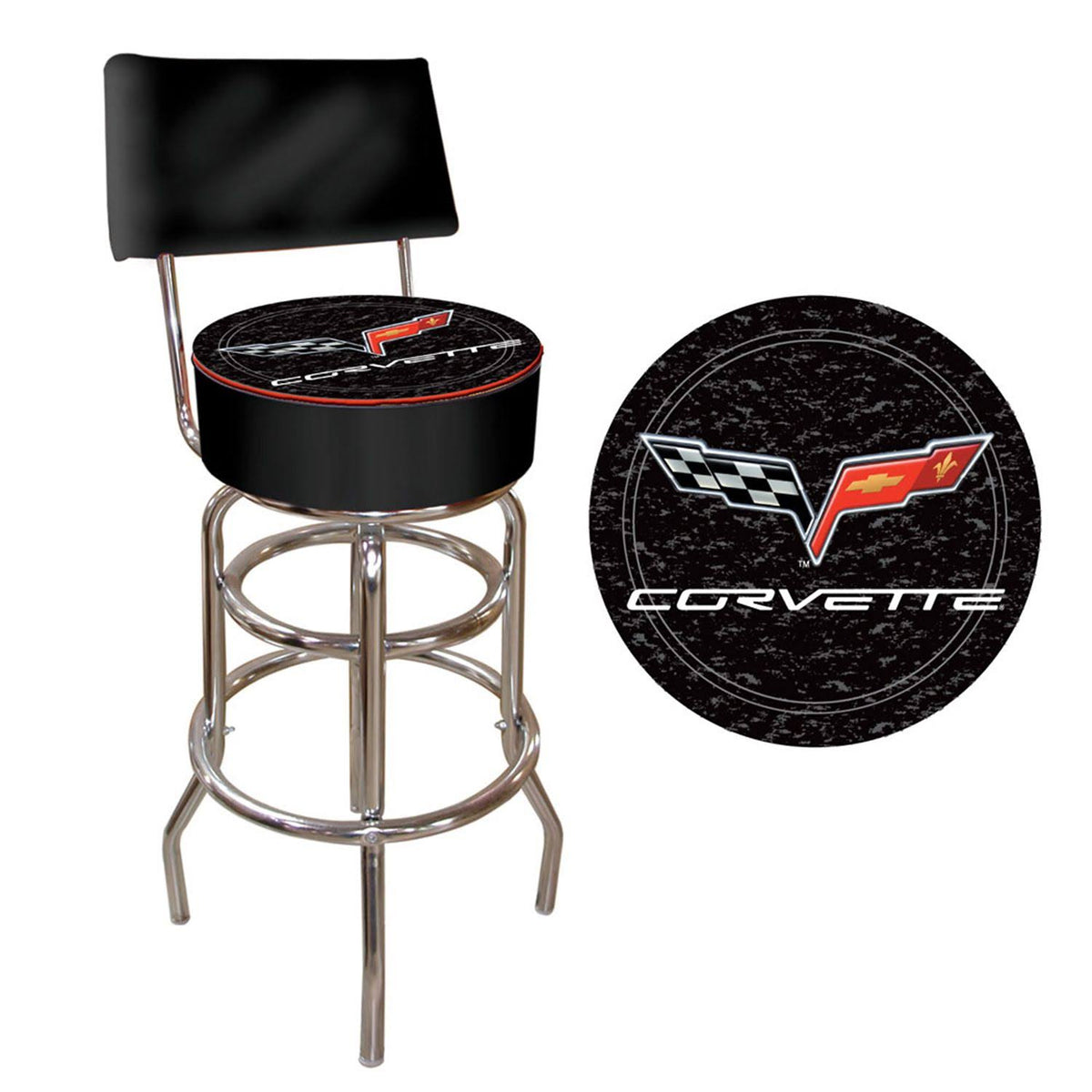 Black Padded Bar Stool with Back V993