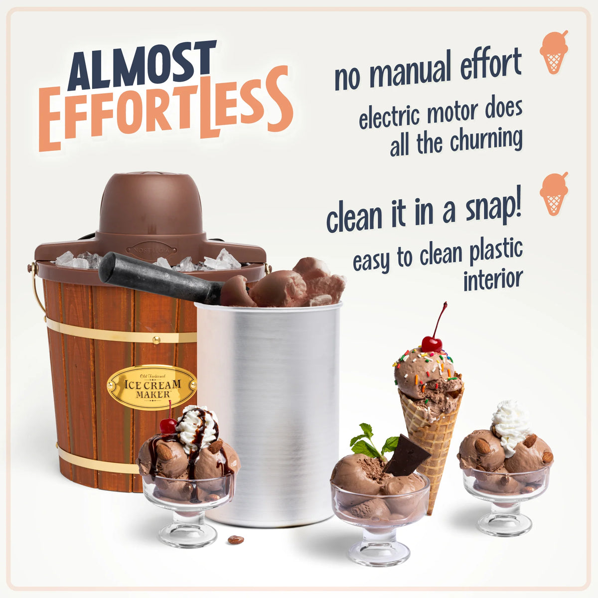 4-Quart Wood Bucket Ice Cream Maker B74753