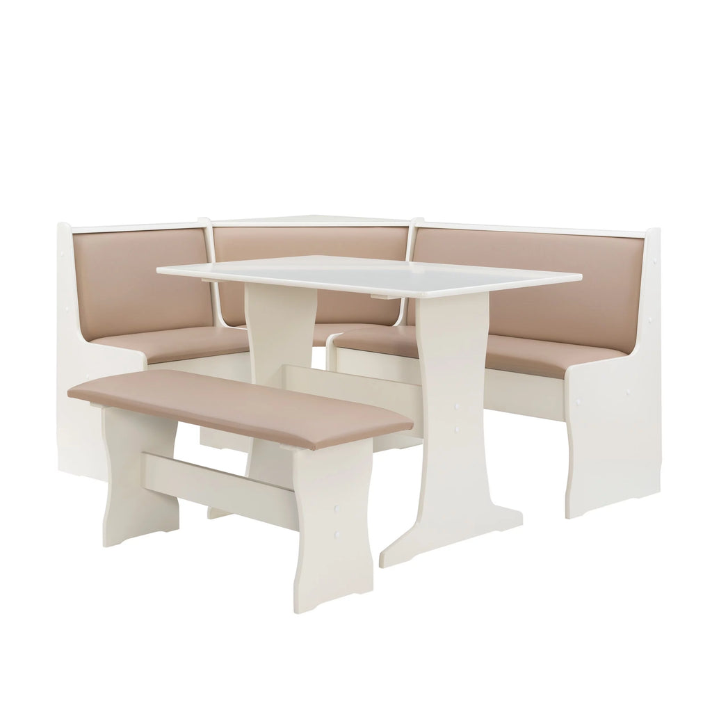 Tan Dining Table and Bench Set with Storage E15117