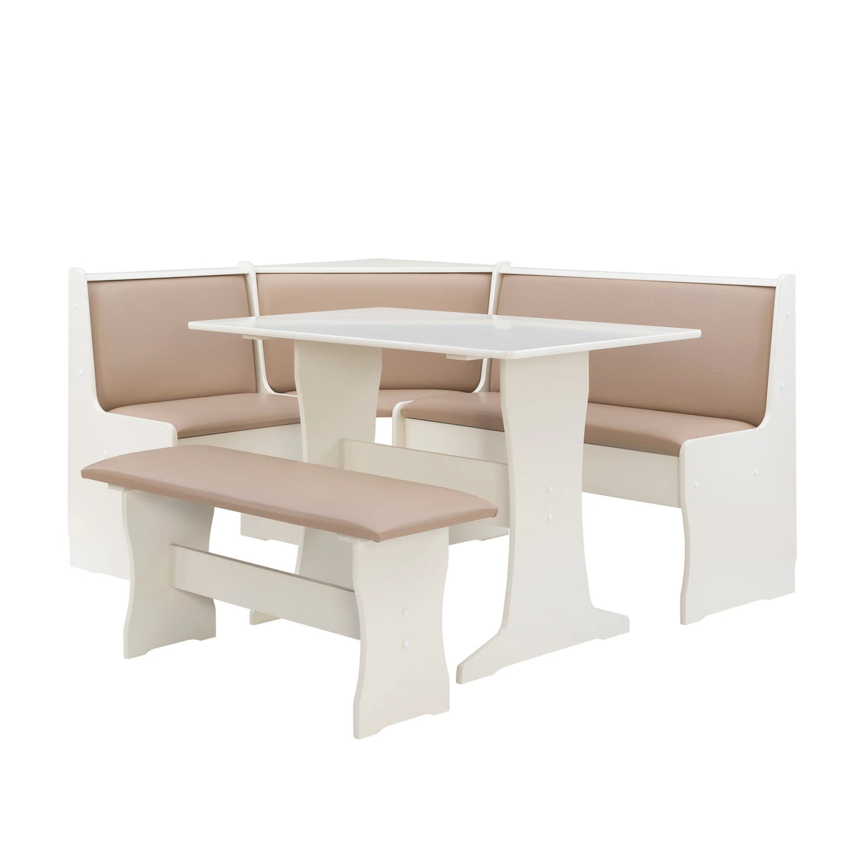 Tan Dining Table and Bench Set with Storage E15117