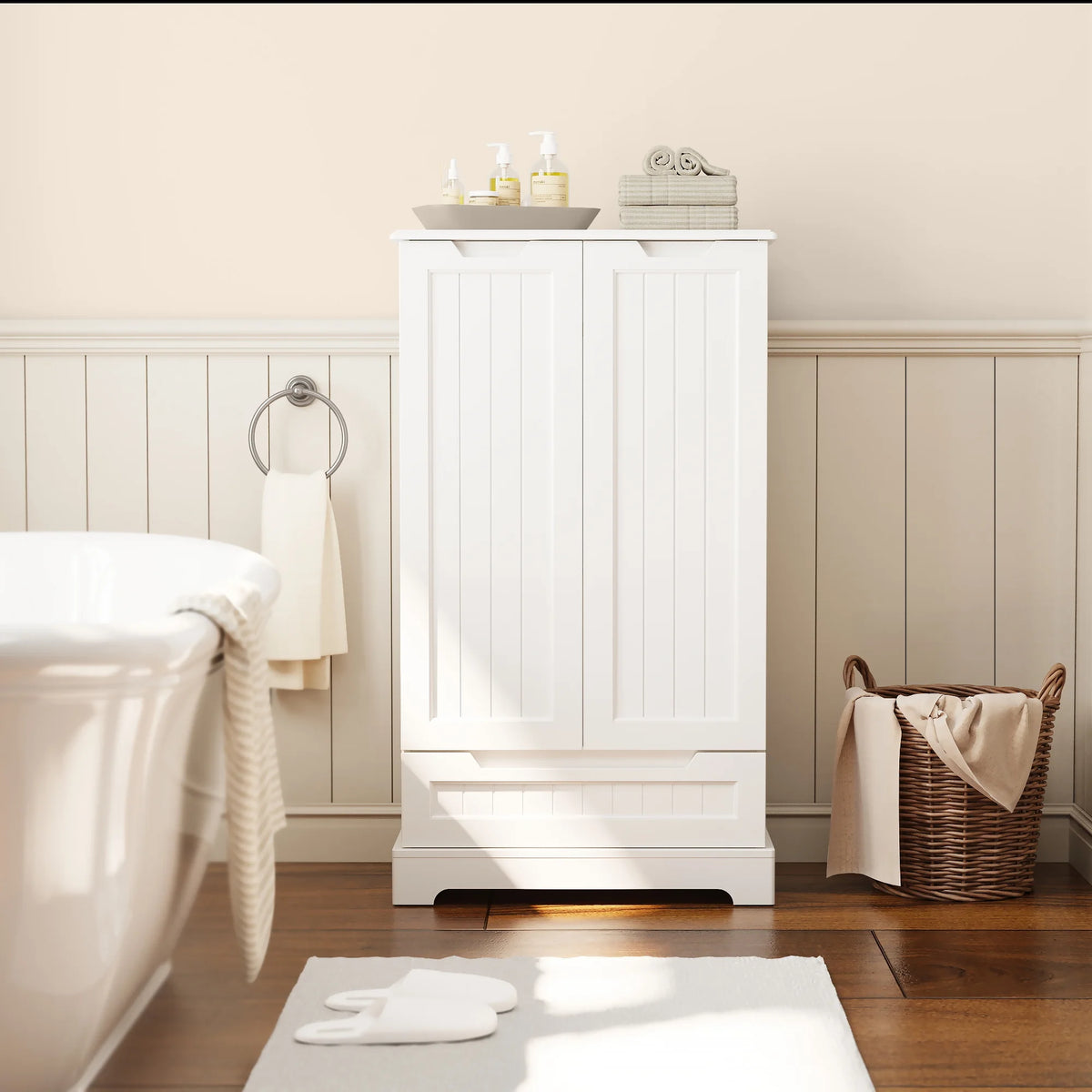 White Kitchen Pantry Storage Cabinet with Door Drawer G1891