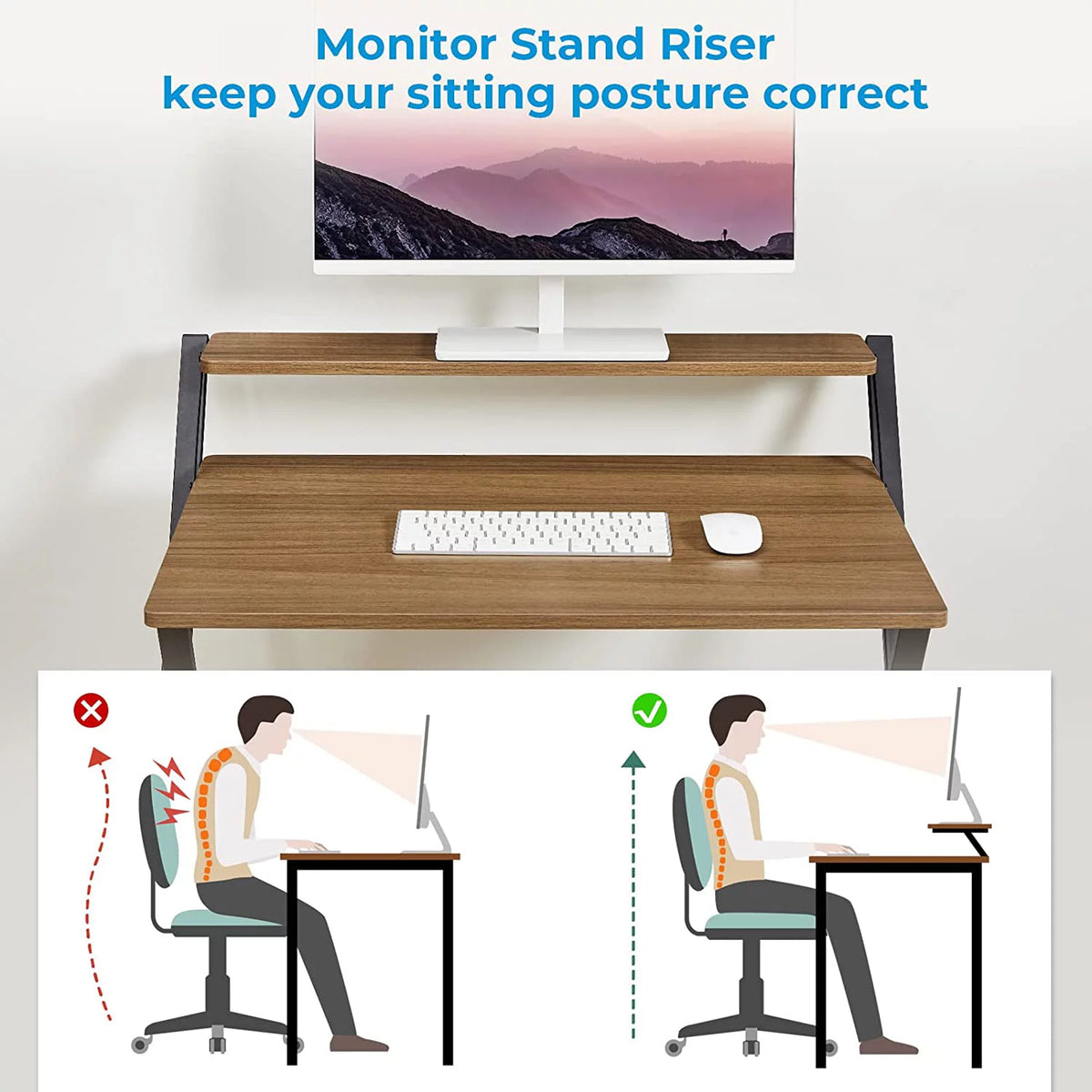 Folding Desk with 2-Tier Shelf 32 x 24.5 inch Y442