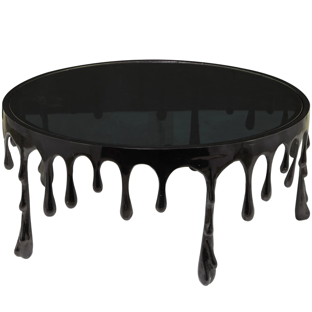 36" x 16" Black Aluminum Coffee Table with Glass Top G204546
