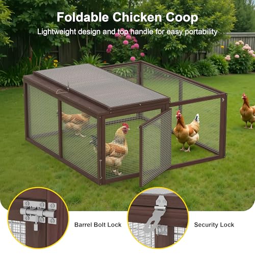 Wooden Folding Chicken Coop with 2 Accesses J899