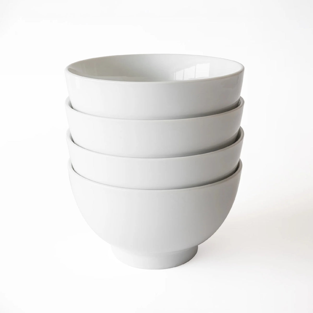 Set of 4 White Round Porcelain Noodle Bowls N163