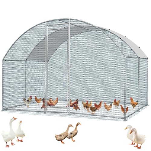 13×10FT Walk-in Galvanized Metal Chicken Coop with Waterproof Anti-UV Cover C50681