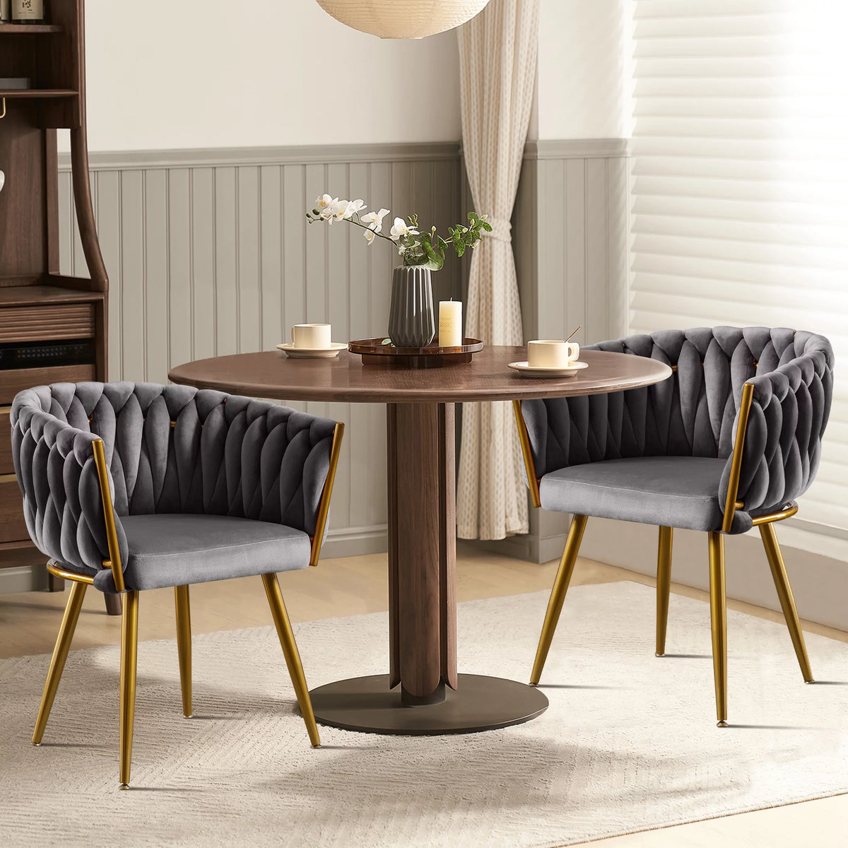Velvet Dining Chairs Set of 2 Dark Grey S865
