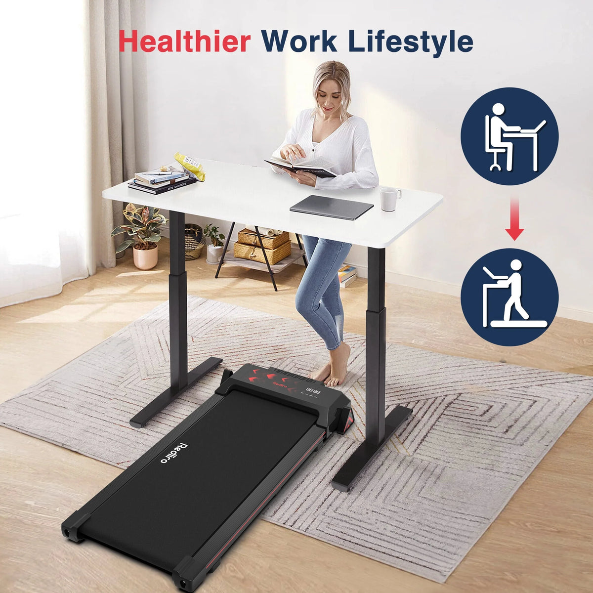 Black Incline Walking Pad Treadmill J701386