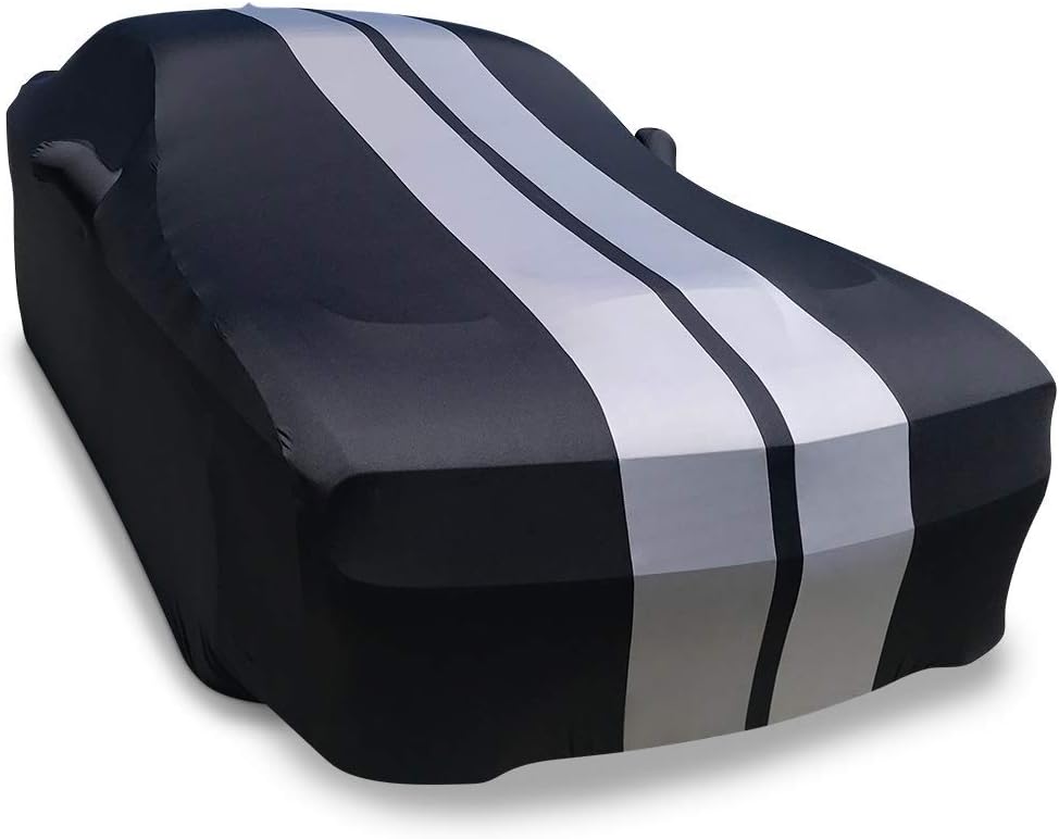 Indoor Car Cover Black with Red Stripes B12541