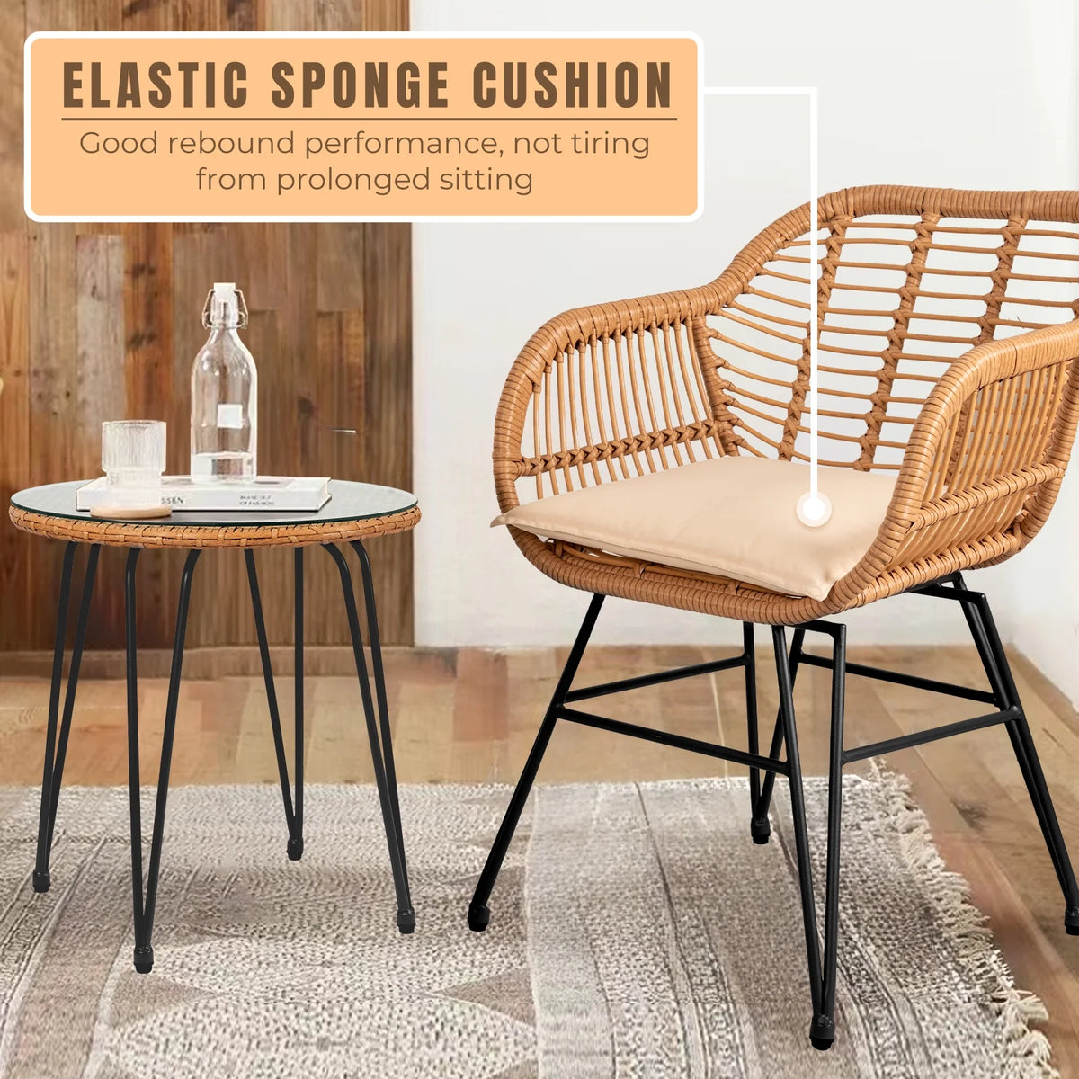 3-Piece Beige Patio Conversation Set U817