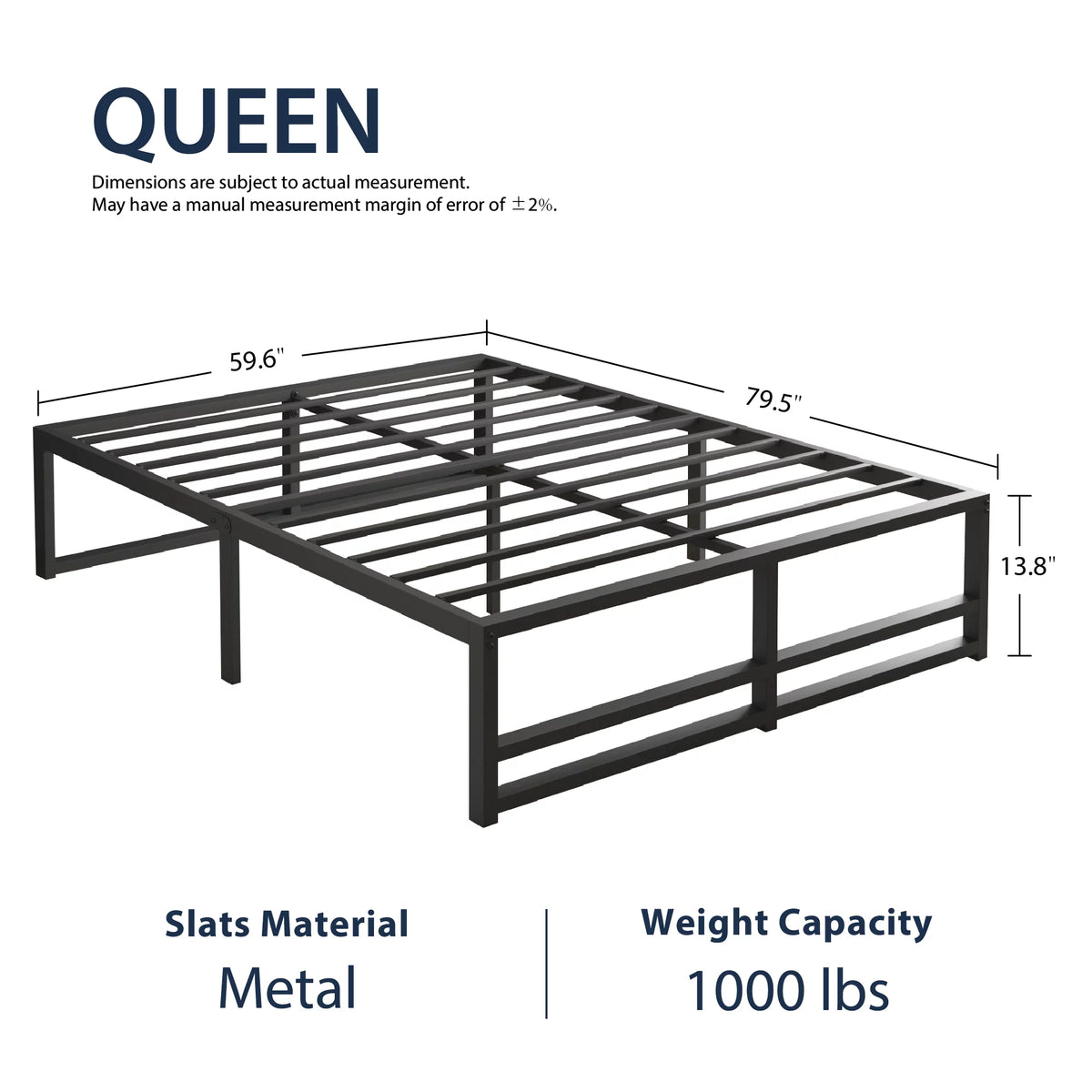 Queen Size Black Metal Bed Frame T71447