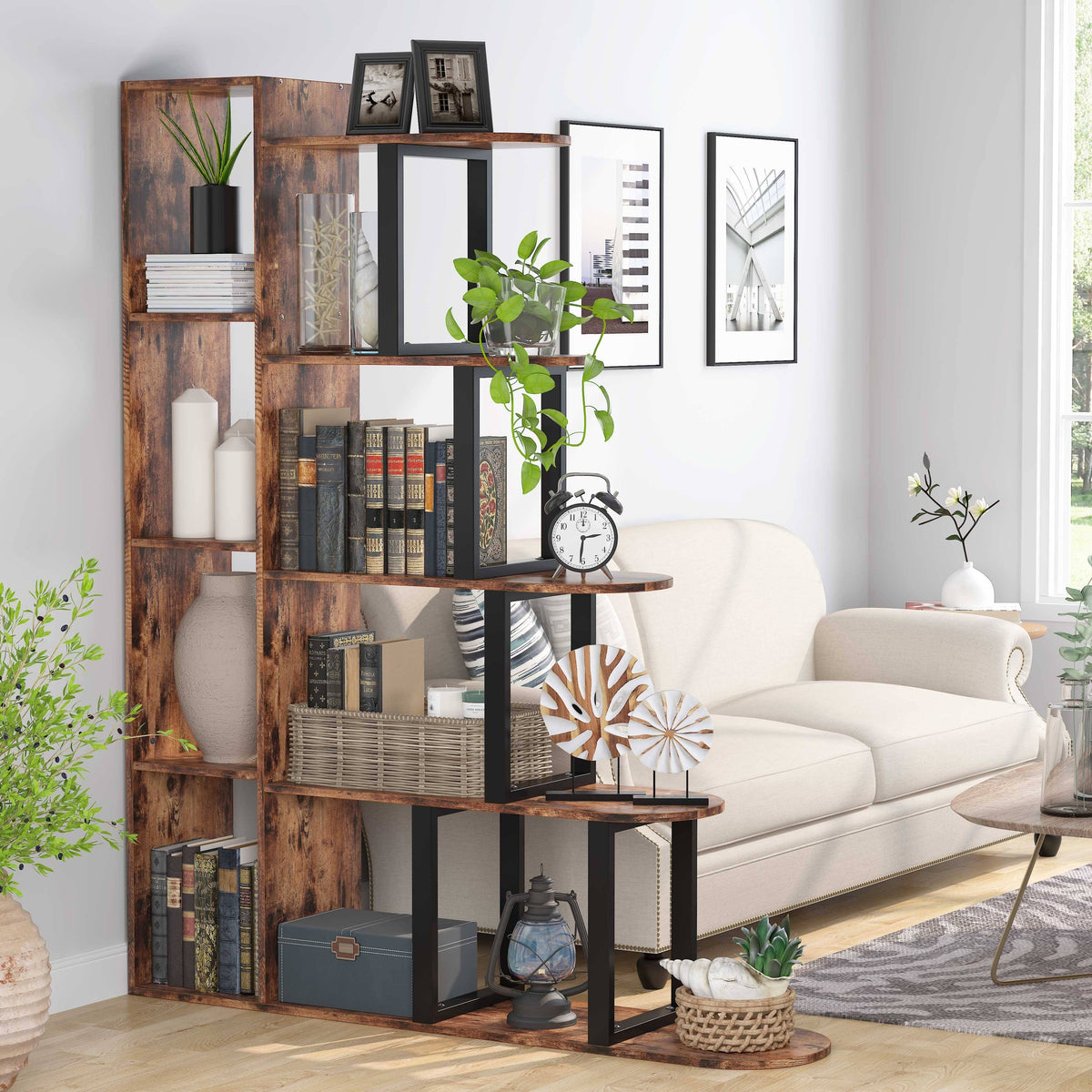 5-Tier Brown Black Bookcase R34199