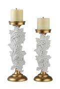 Alba White Gold Baroque Scroll Candleholder Set J783129